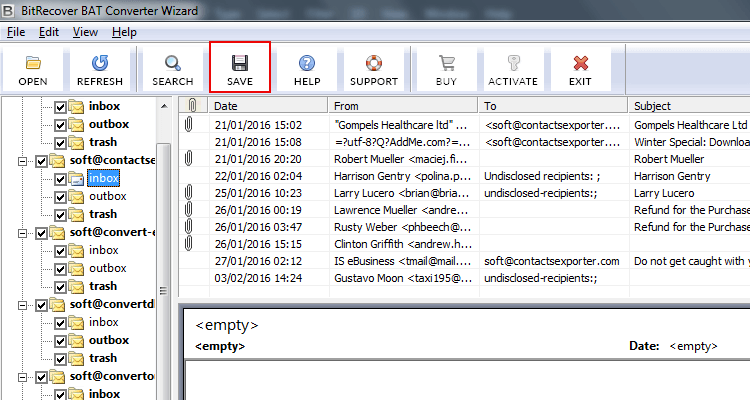 BAT Converter Wizard: Convert The BAT emails TBB to Outlook PST, EML