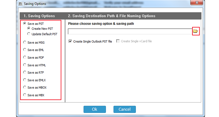 select required file format