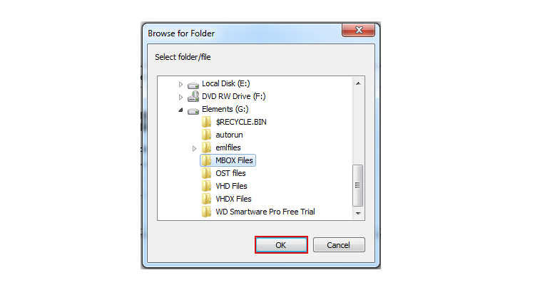 select mbox file