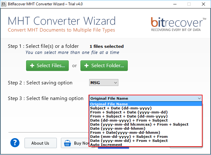 file naming options
