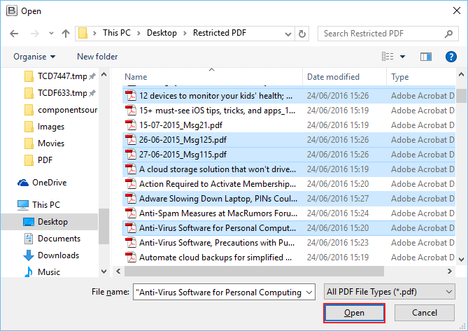 select restricted pdf file