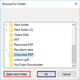 select desired location to save data